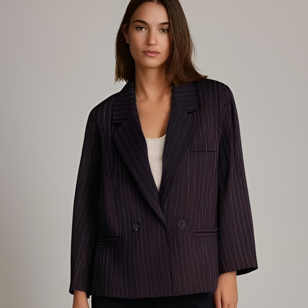 Blazer oversize de rayas con doble botonadura – NELSIE