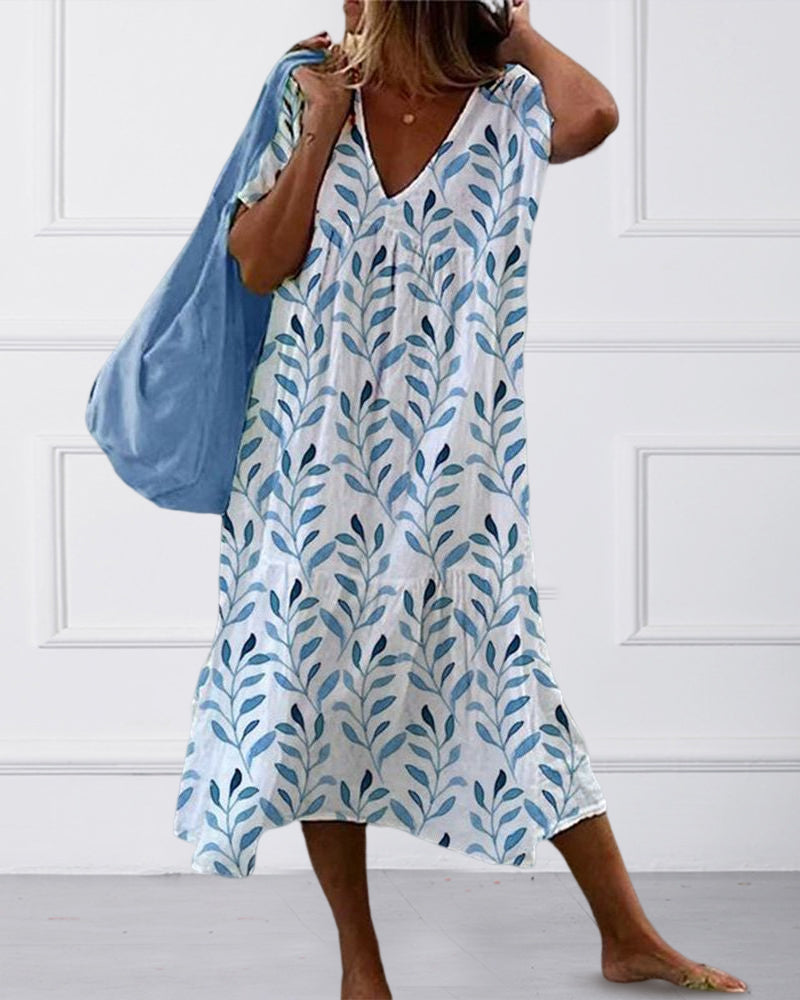 Vestido de verano holgado con escote en V para mujer – NIEVES