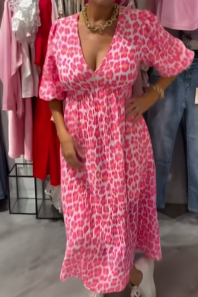 Vestido de verano con escote en V y corte fluido – DELANNA