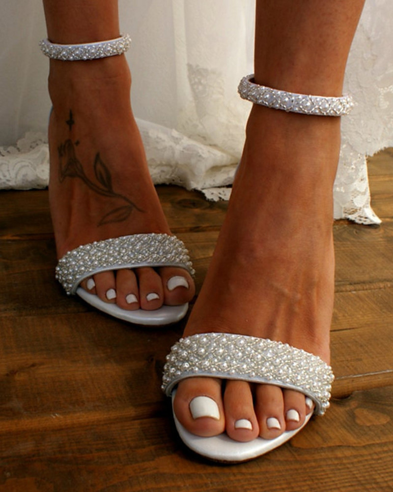 Sandalias de Novia con Tacón Alto y Banda Ajustable para Bodas - RINORA