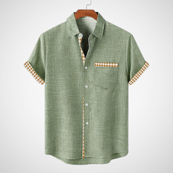 Camiseta de hombre con mangas cortas y detalles de cuadros – KHALID