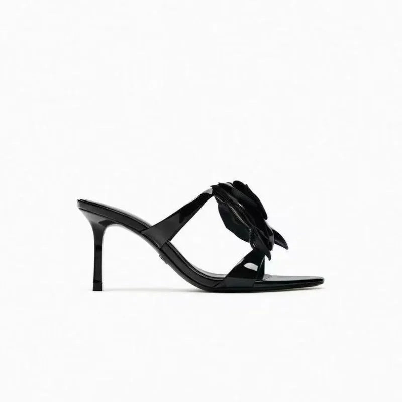 Maca - Sandalias de Tacón Alto a Juego con Todo y Flor Decorativa de Alta Calidad Para Mujer