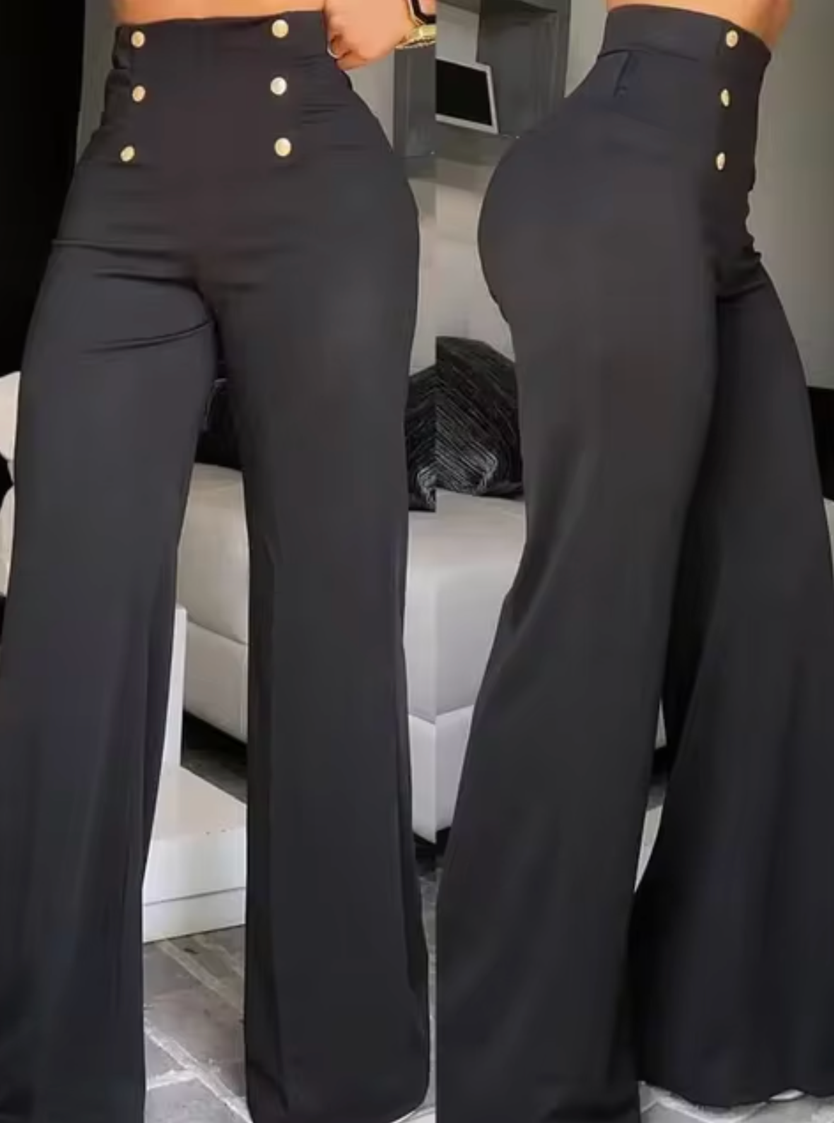 NIA - Pantalón de campana elegante con cintura alta para mujer