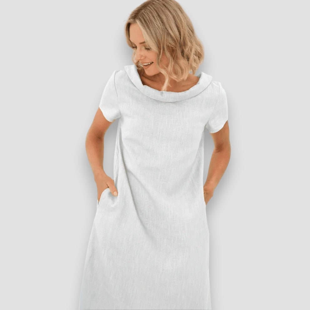 Mujeres - Vestido De Verano - A-Línea Con Cuello Bardot - Moda Casual - ELEGANCIA VERANIEGA