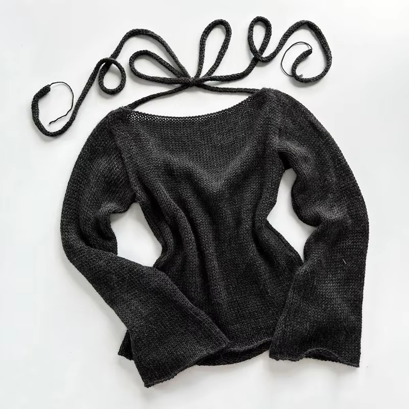 MONTSERRAT - Suéter con espalda abierta y detalle de lazo para mujer