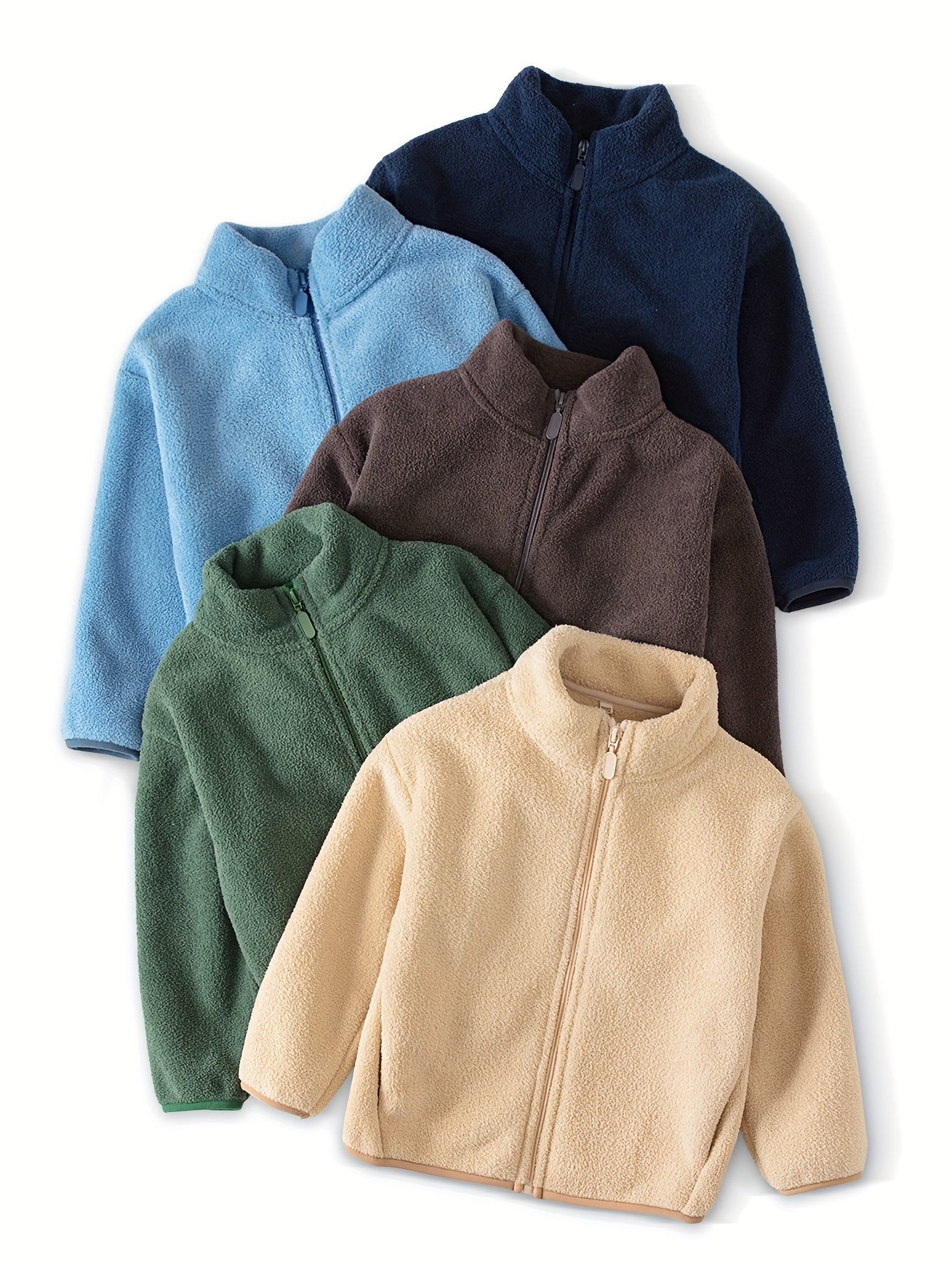 FENLE - Chaqueta polar de forro polar para niños en color sólido