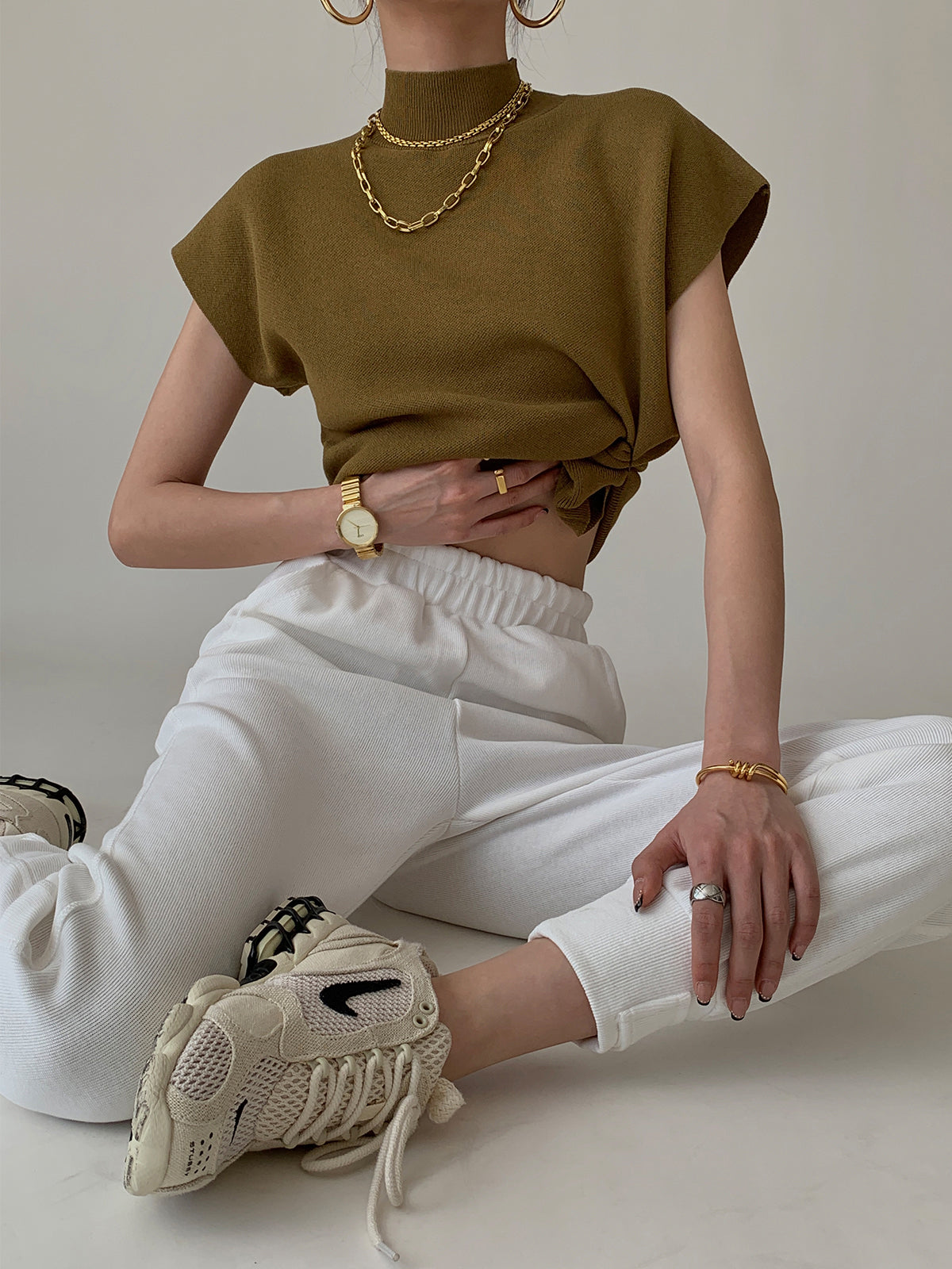 YULE - Elegante chaleco de punto con cuello alto y mangas con solapa para mujeres