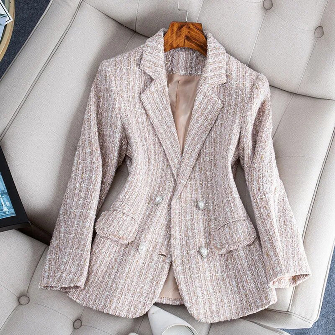 Blazer entallado de encaje y cuadros con diseño femenino – ALTHEA