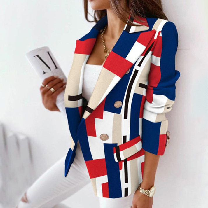 ESTEL - Blazer chic de cuadros reversible para mujer