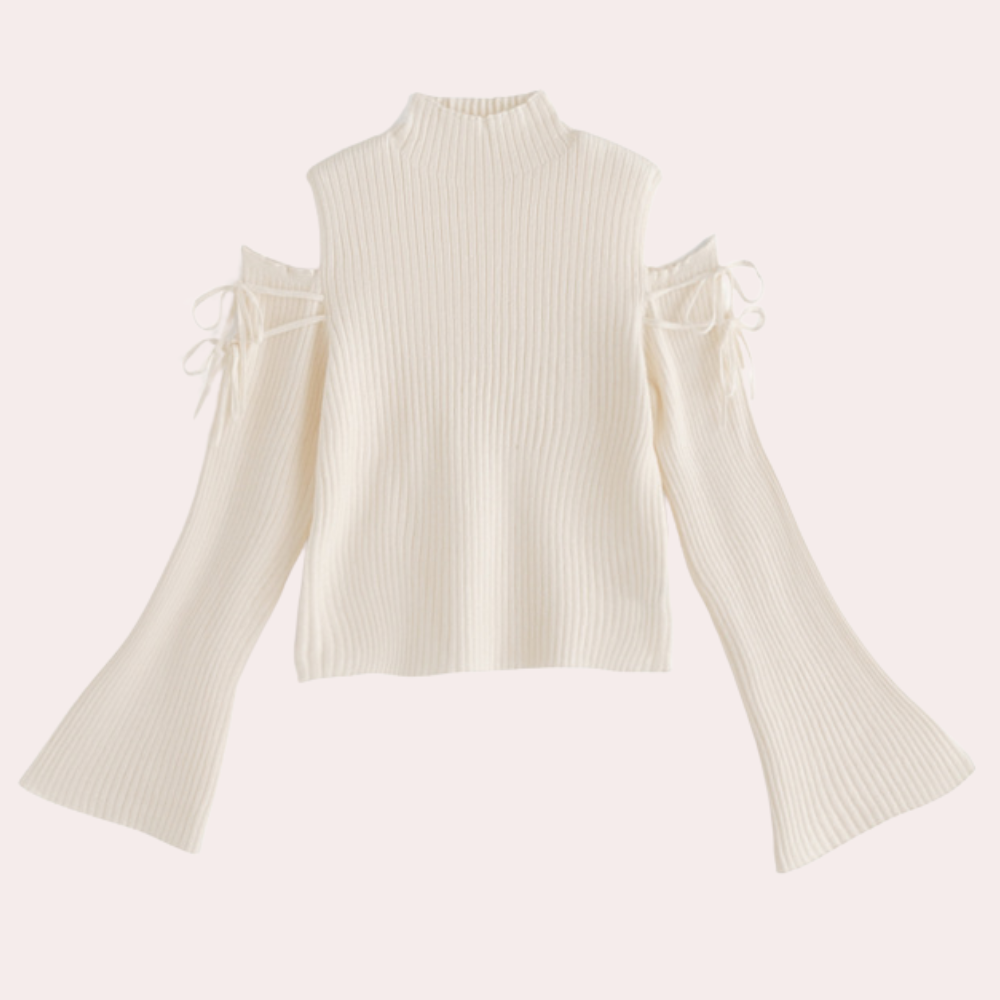 Jersey de punto canalé con diseño de hombros descubiertos – ZAYRA