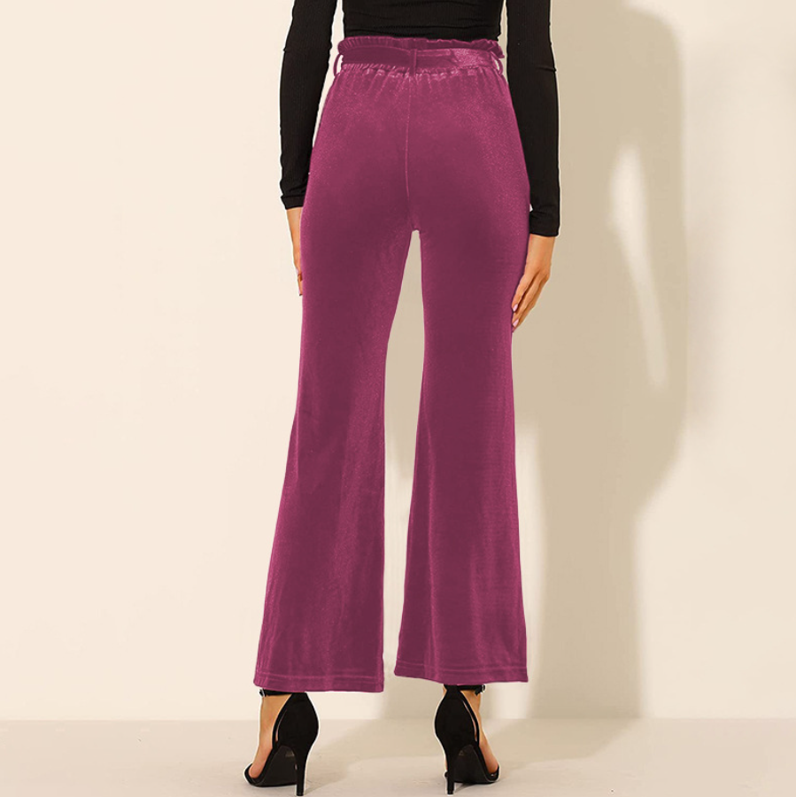 Eliana - Pantalón Elegante Unicolor de Cintura Alta con Resorte y Bolsillos Cómodos Primavera Verano para mujer