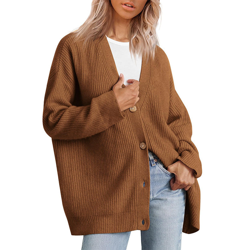 Cárdigan largo oversize de mujer con diseño de líneas – CATERINA