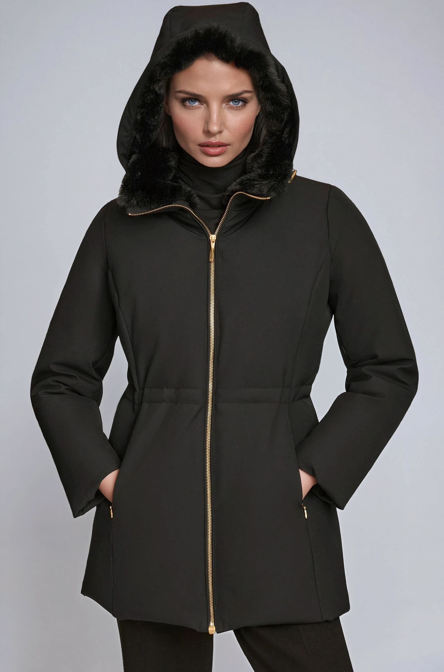 Abrigo acolchado de invierno con forro de pelo sintético para mujer – ISABELLEA