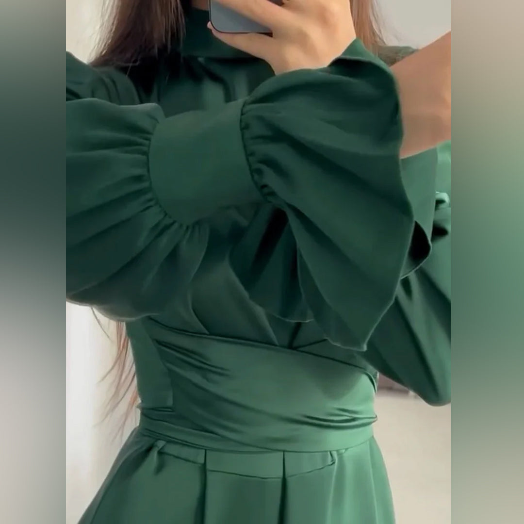 KEEVA - Vestido elegante con cinturón para mujeres