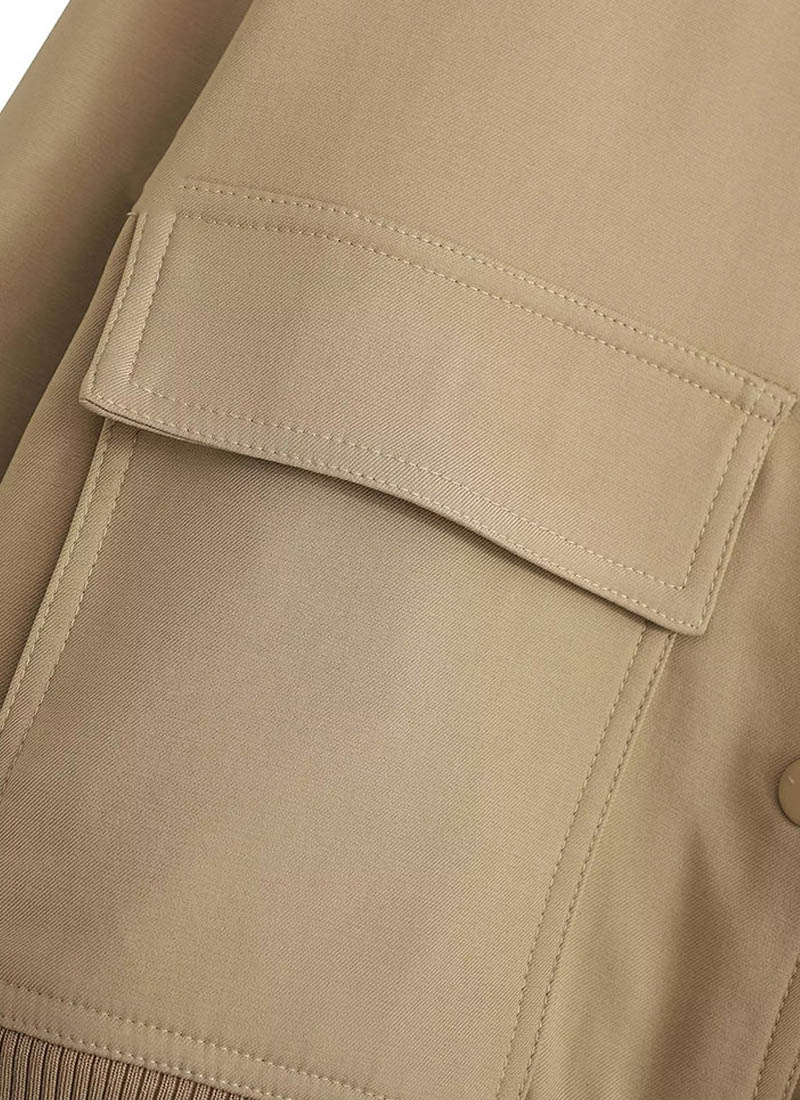 Eleanor - Chaqueta corta manga larga con botones y hombros acolchados con bolsillo con solapa para mujer