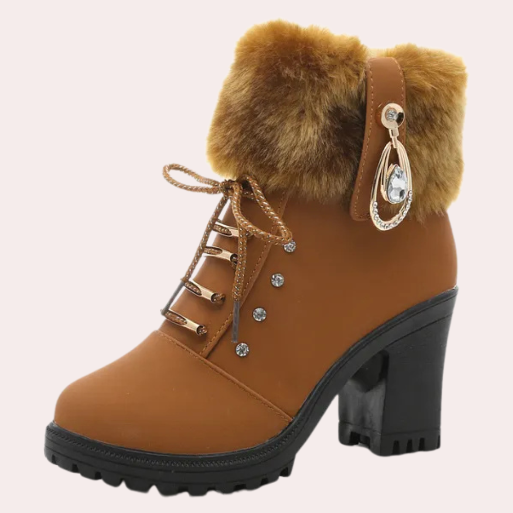 LEILA - Botines con cordones y tacón grueso para mujer