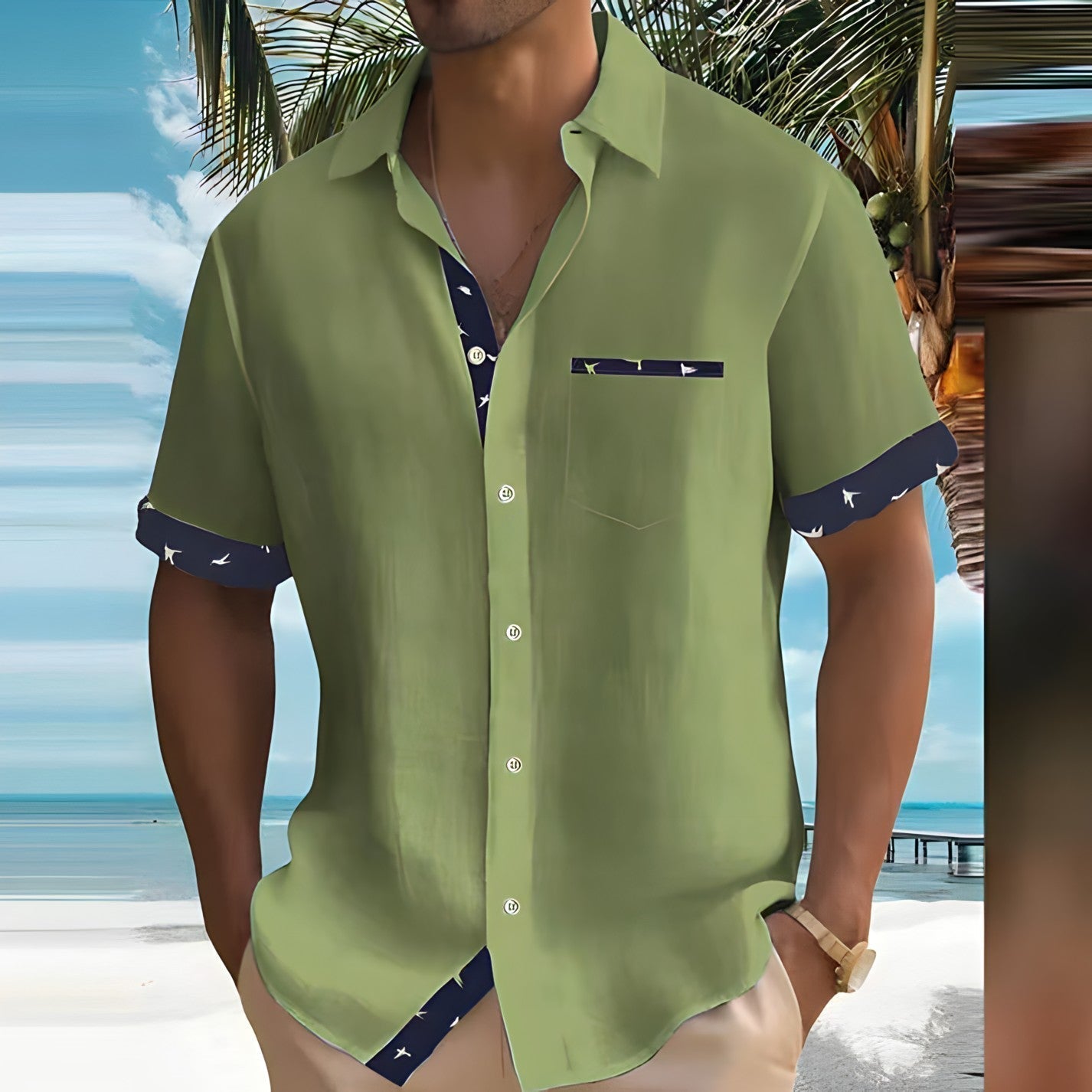 Camisa de manga corta con botones para hombre – MARCO COAST