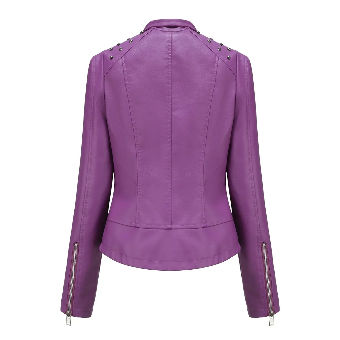 DOUTZEN - Chaqueta de cuero slim con estilo para mujeres
