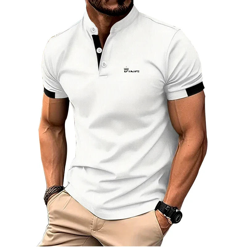 Polo moderna para hombre con cuello mao y detalle de botones – NIKO