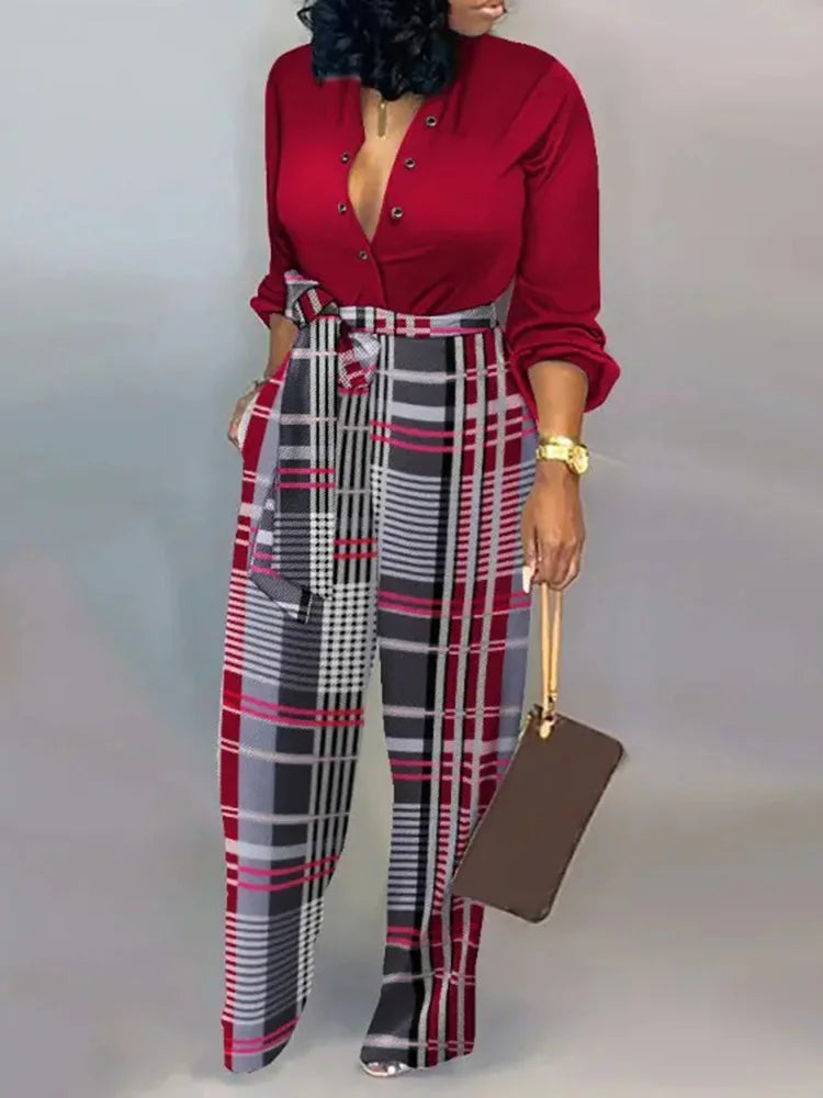 Mono largo y fluido con escote profundo y cinturón de lazo – SERENA