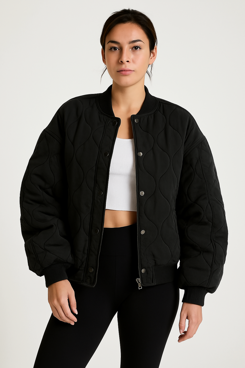 Cazadora bomber oversize de mujer con cremallera – SILVIA