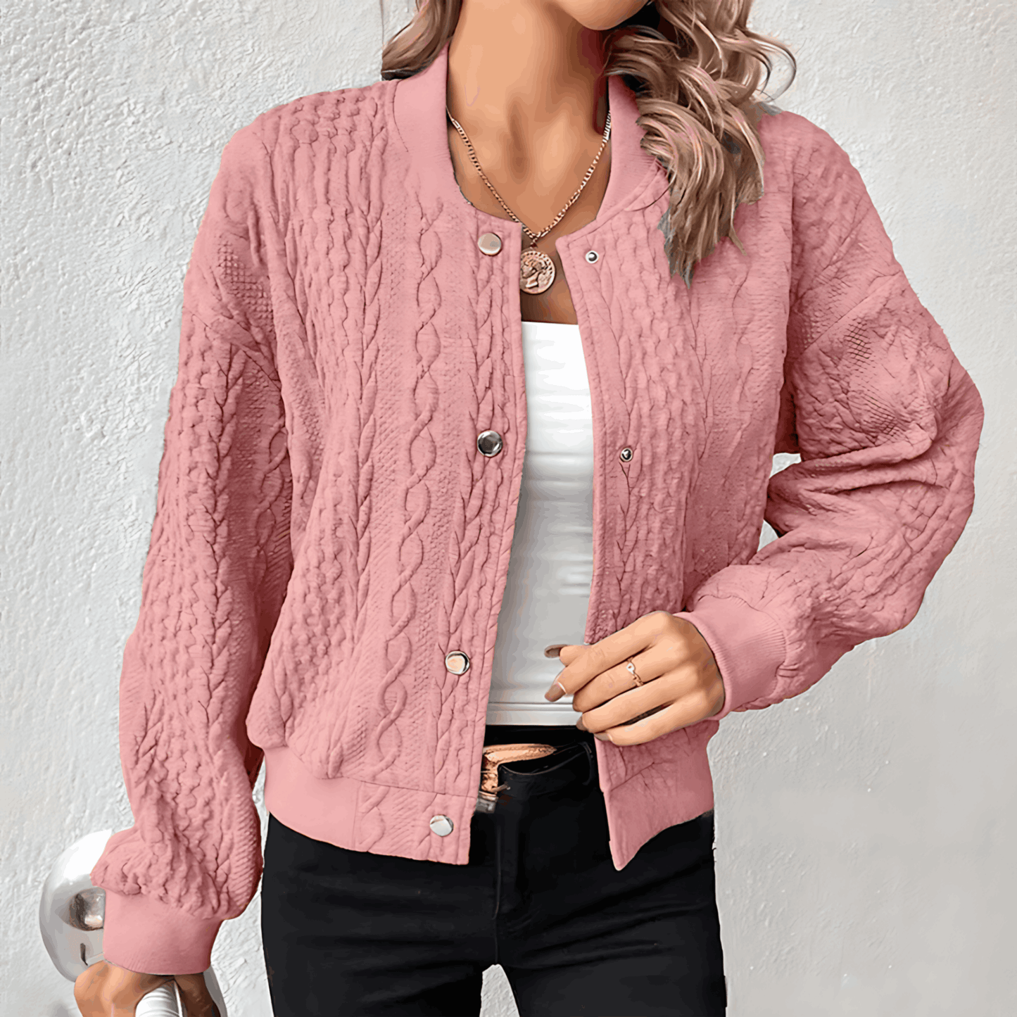 NOELIA - Cárdigan estilo bomber para mujer