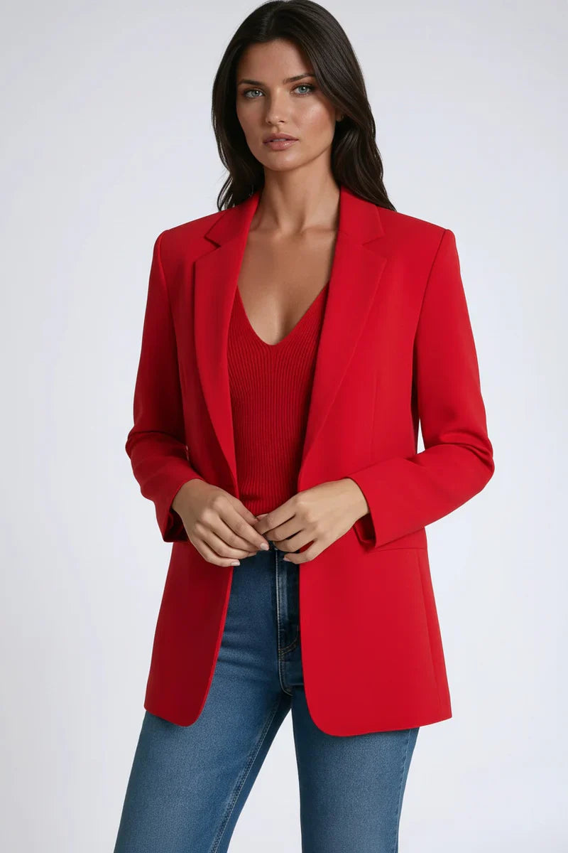 Blazer largo de mujer con solapa clásica – SOFARIA