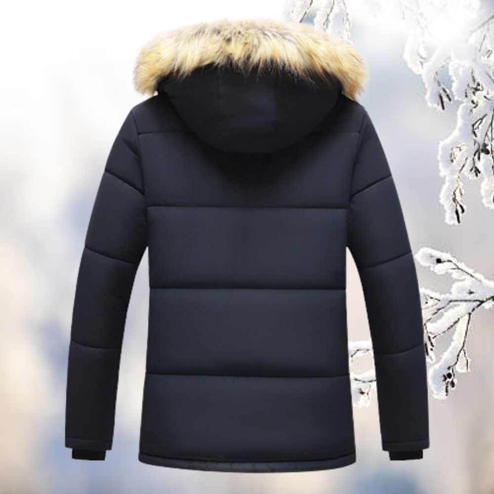 Chaqueta de invierno para hombre con capucha y cuello de peluche – MATTEN