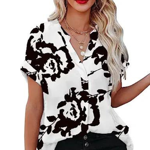 Blusa de mujer con cuello clásico y corte holgado – SVETLINA