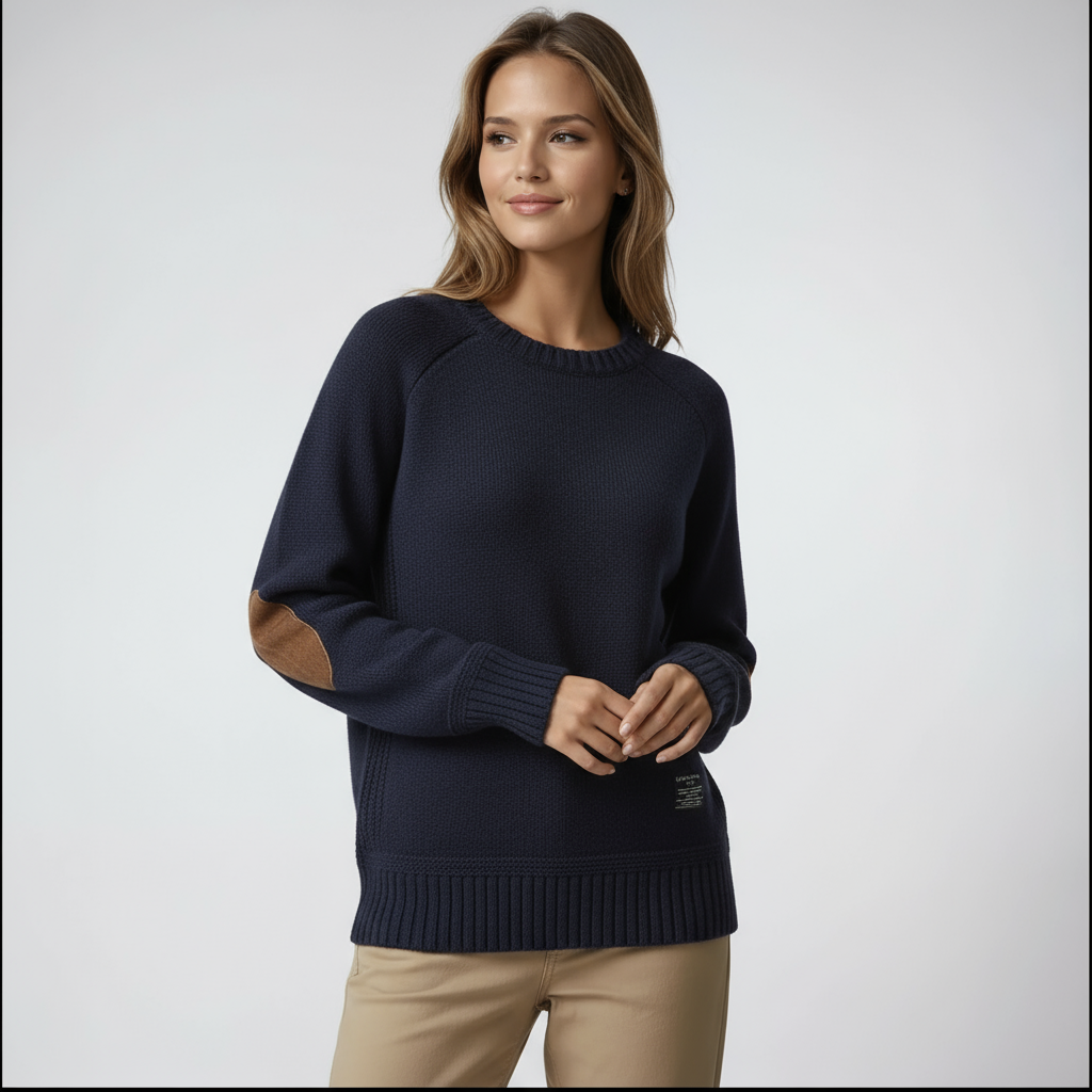 SUELEA – Jersey de mujer de punto con parches de ante en los codos