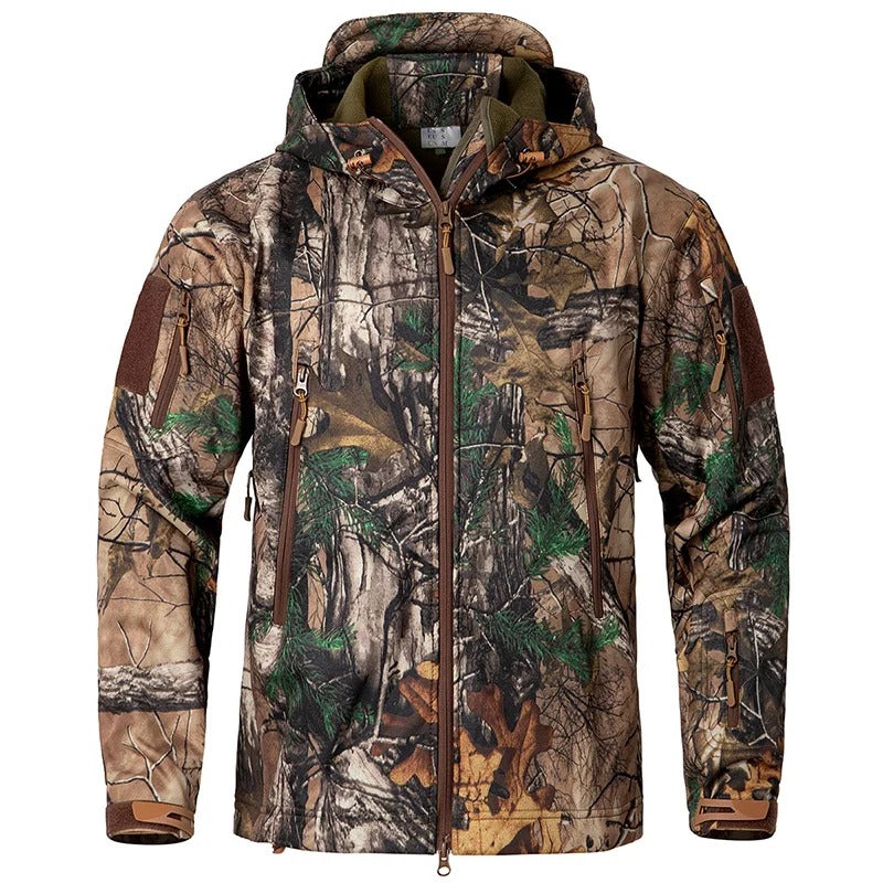 BJORN - Chaqueta de trabajo softshell camuflada con capucha para hombre