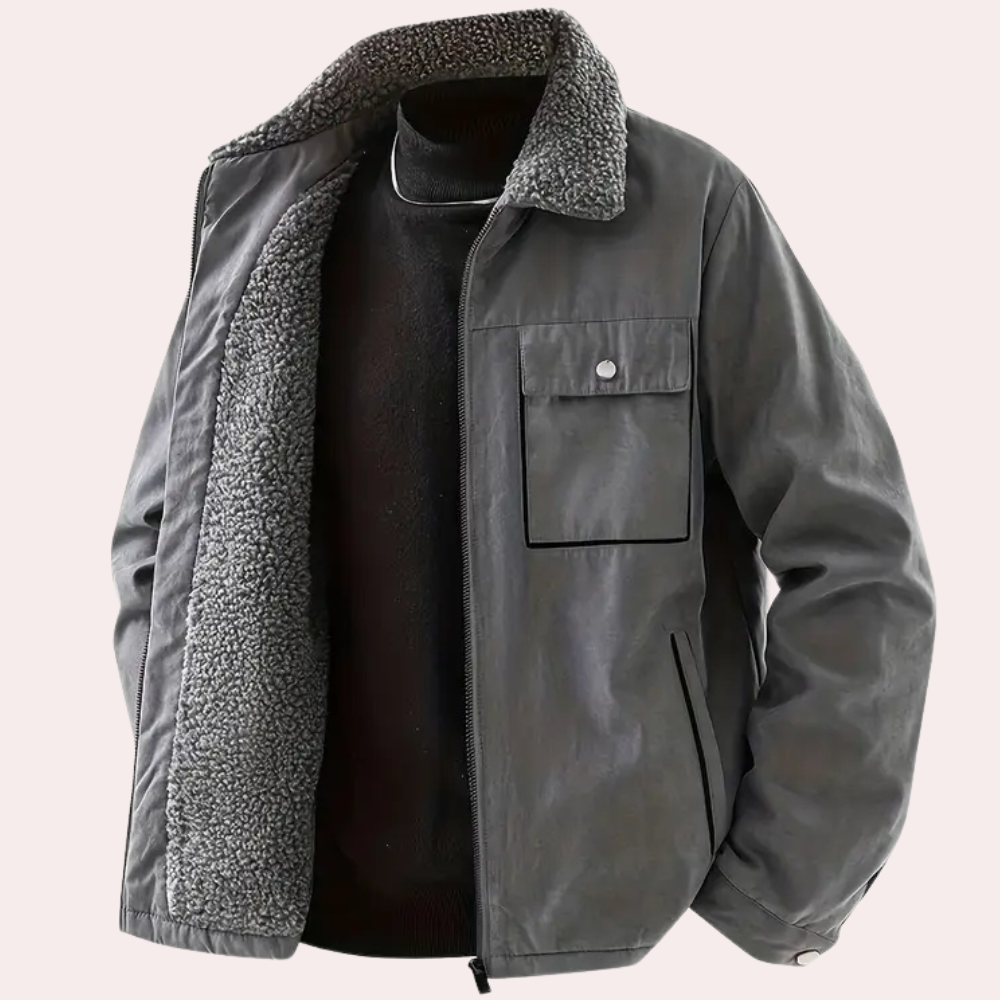 ÁLVARO - Chaqueta para hombre con forro de sherpa y cremallera