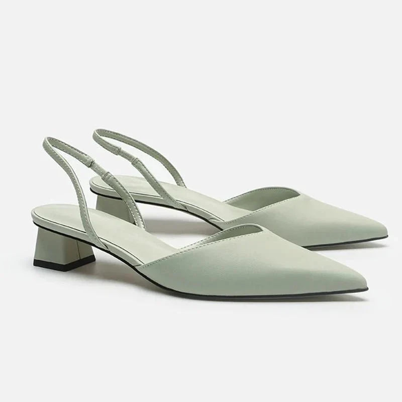 Zapatos de tacón fino con diseño slingback y punta afilada – LORENA