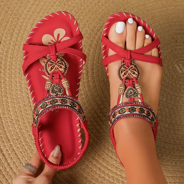 Sandalias de mujer con detalles decorativos y ajuste elástico – FROSINA