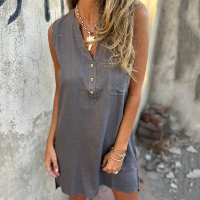 Vestido de verano con efecto lino y corte suelto – NOORA