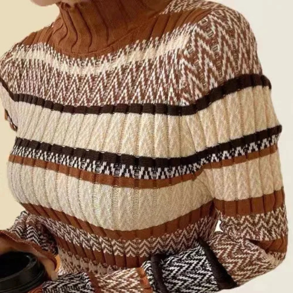 SOPHIA - Vestido maxi de punto a rayas con mangas largas