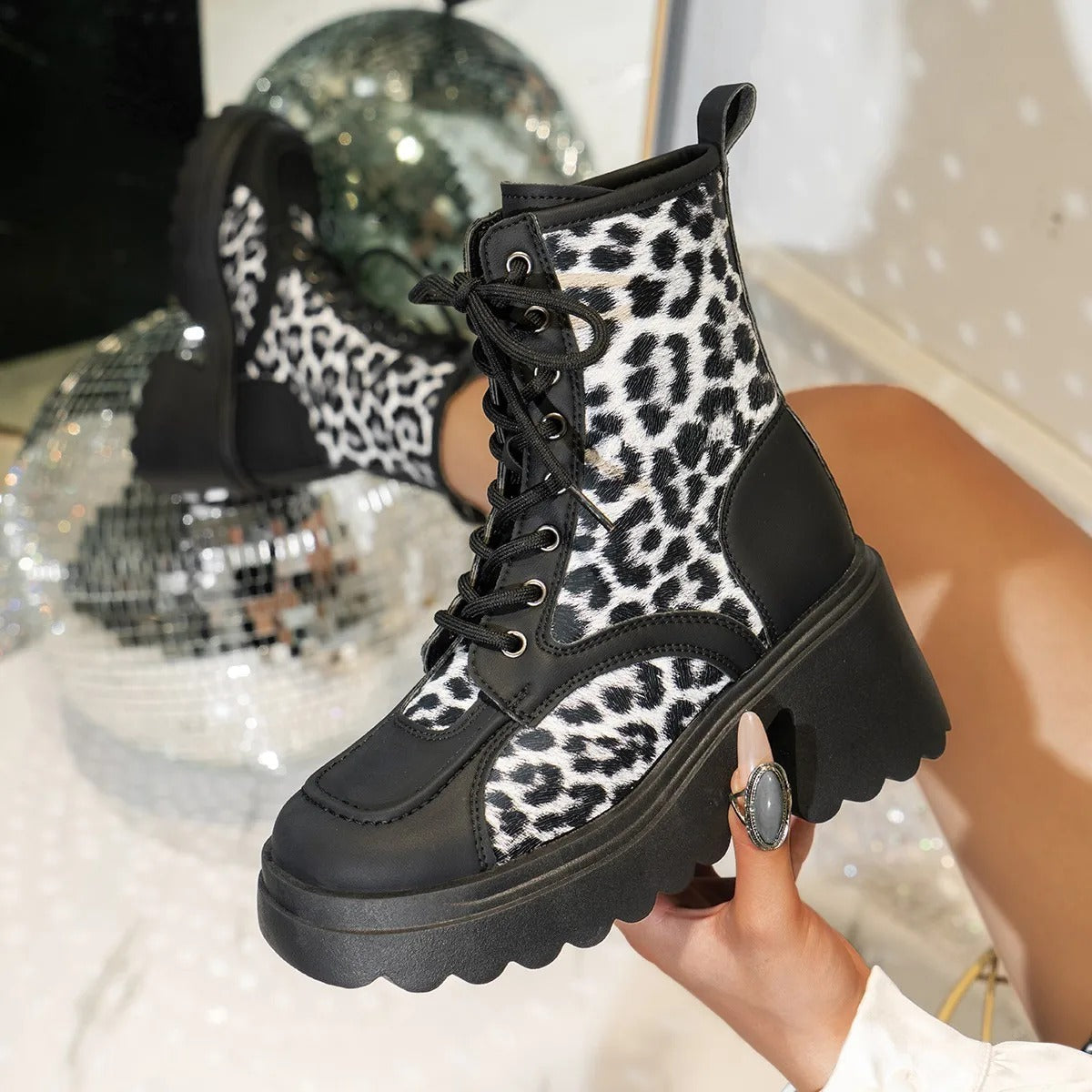 GALIA - Botas con estampado de leopardo para mujer