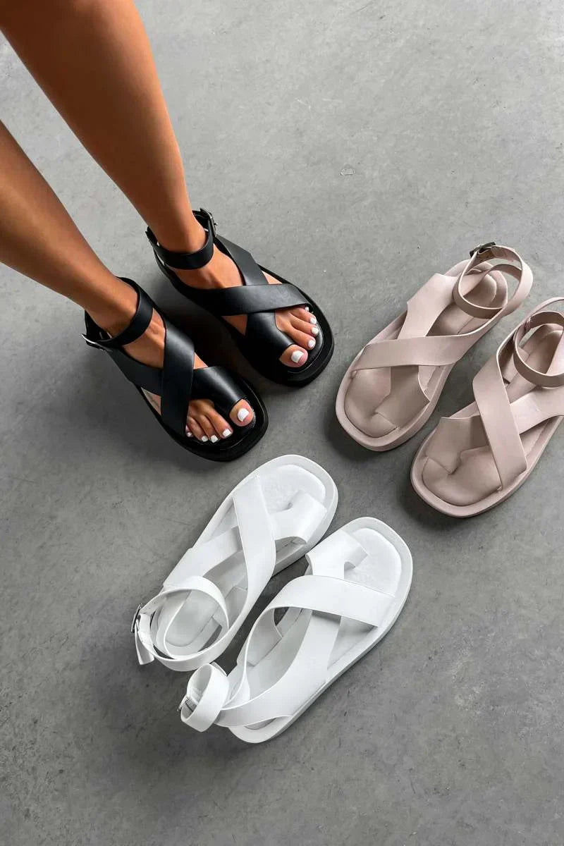 Sandalias con plataforma y cierre cruzado para mujer – CLÉA