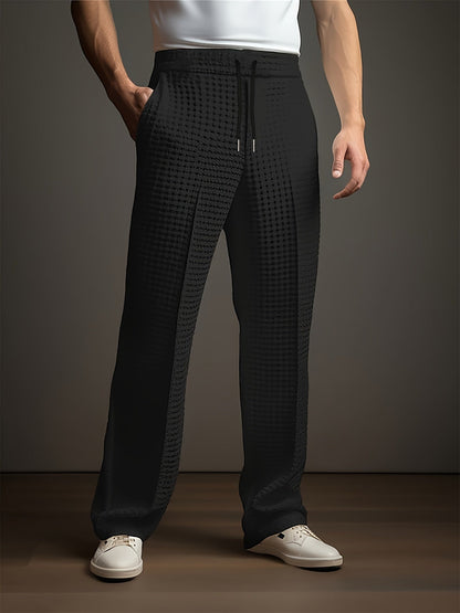 Pantalón holgado de hombre con textura y cinturilla ajustable – MANFREDO