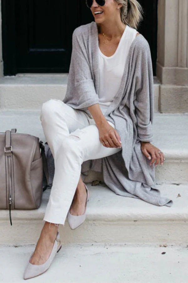 SABRINA - Cárdigan de punto abierto y holgado para un aspecto ligero