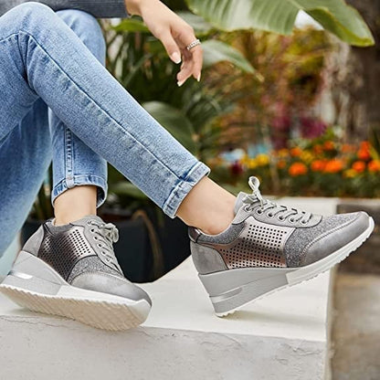 AMELARA – Zapatillas de mujer con cuña interior y diseño deportivo elegante