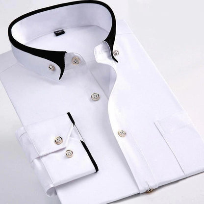 Camisa de hombre con detalles de cuello en contraste – CONVARDO