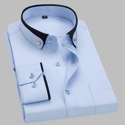 Camisa de hombre con detalles de cuello en contraste – CONVARDO