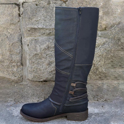 FELICIA – Botas cowboy de cuero vegano con tacón para mujer