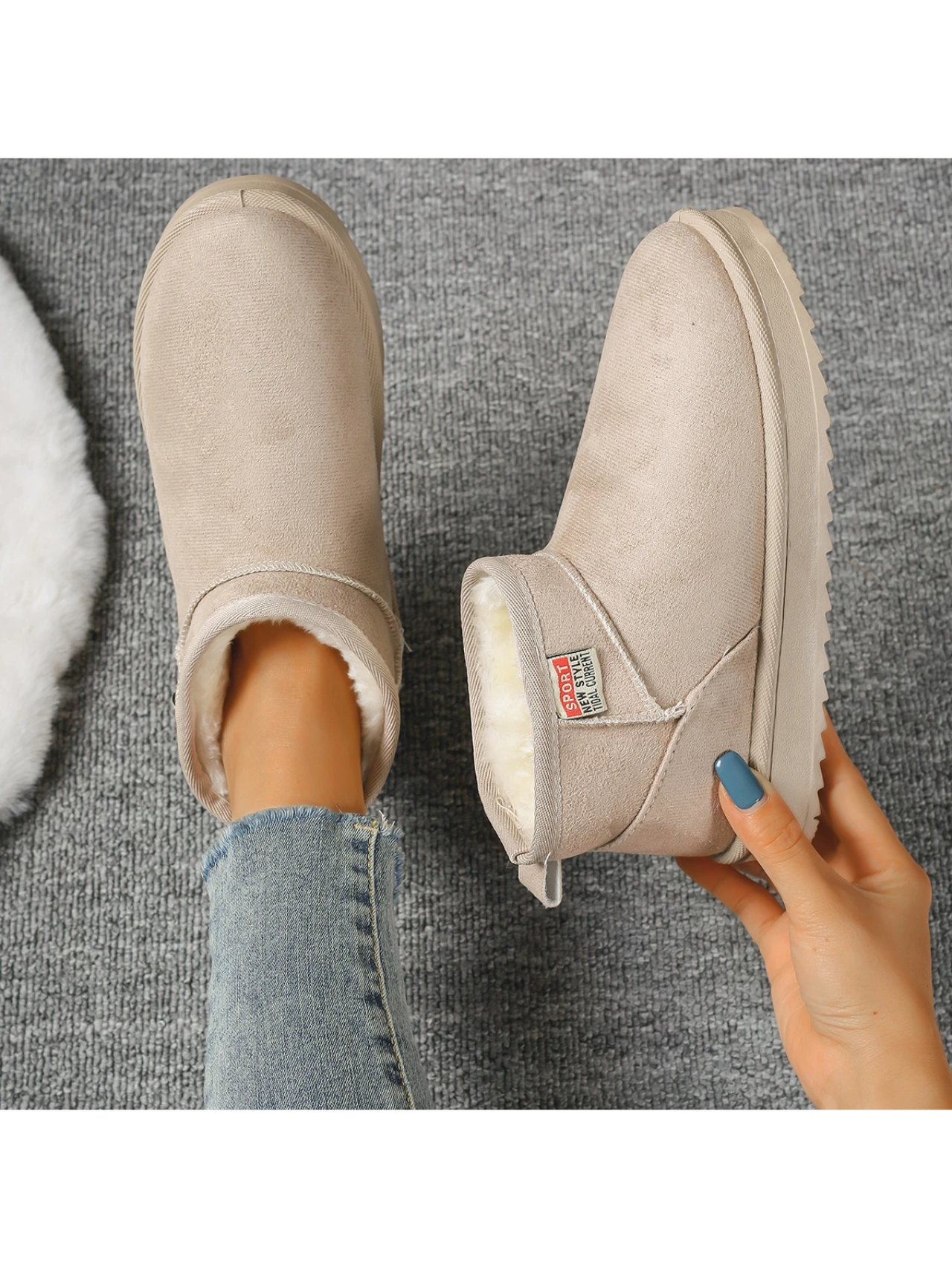 LINA - Botas de invierno ligeras, planas y forradas