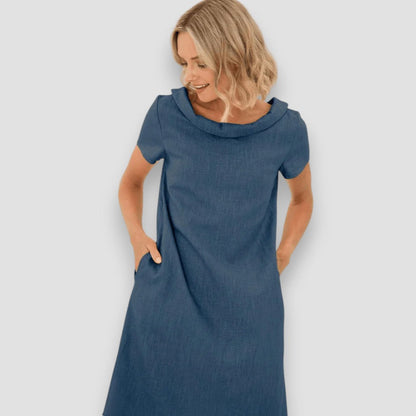 Mujeres - Vestido De Verano - A-Línea Con Cuello Bardot - Moda Casual - ELEGANCIA VERANIEGA