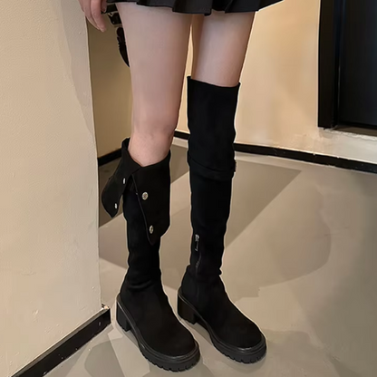 VIOLA - Botas overknee con plataforma y detalles metálicos para mujer