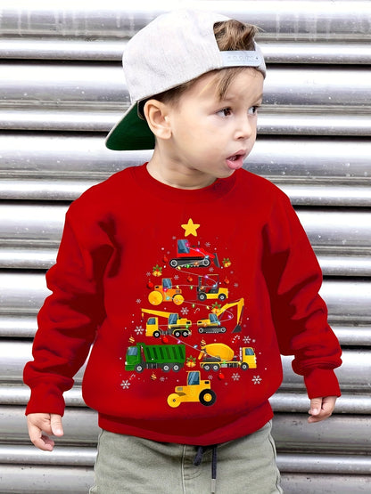 FELIX - Jersey navideño con estampado de árbol y máquinas para niño