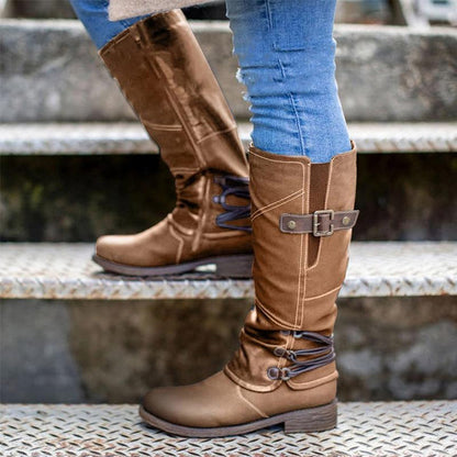FELICIA – Botas cowboy de cuero vegano con tacón para mujer