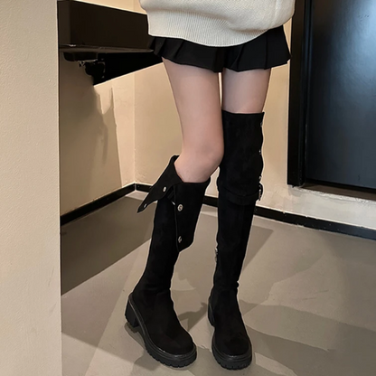 VIOLA - Botas overknee con plataforma y detalles metálicos para mujer